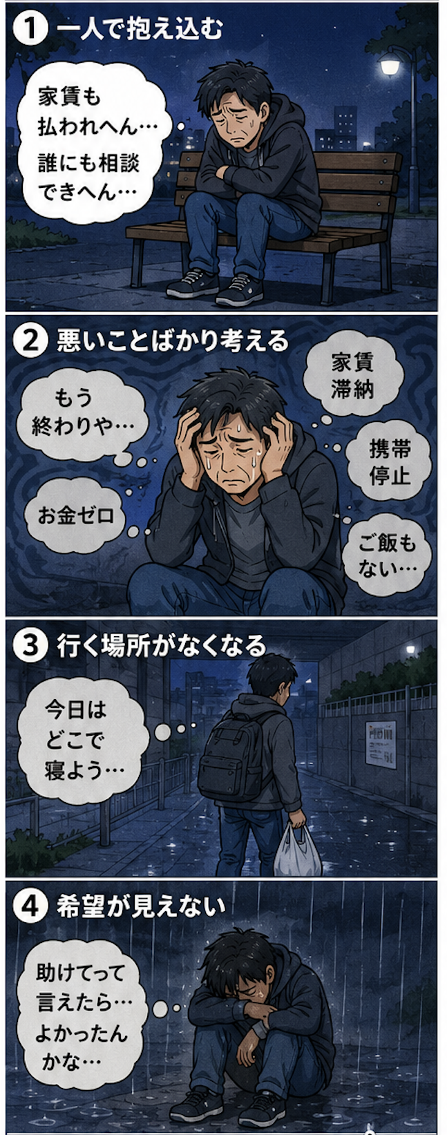 太陽のサポートがないときの4コマ